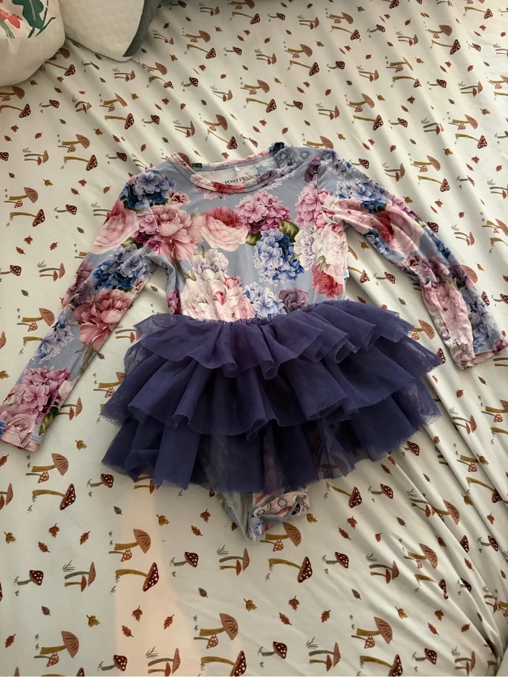 POSH PEANUT LONG SLEEVE GIRLS TULLE SKIRT BODYSUIT DRESS IN ANNIE
